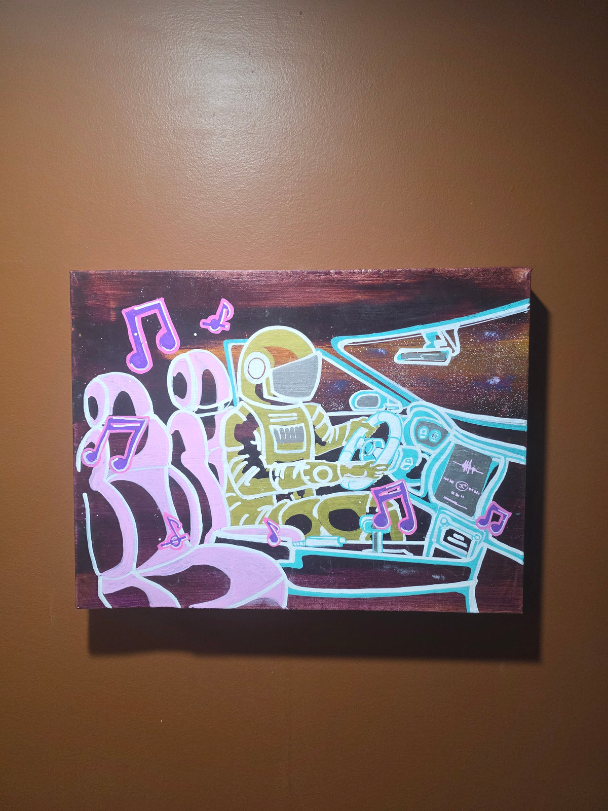 "Shut up and Drive" mixed media on canvas 30 x 41cm
