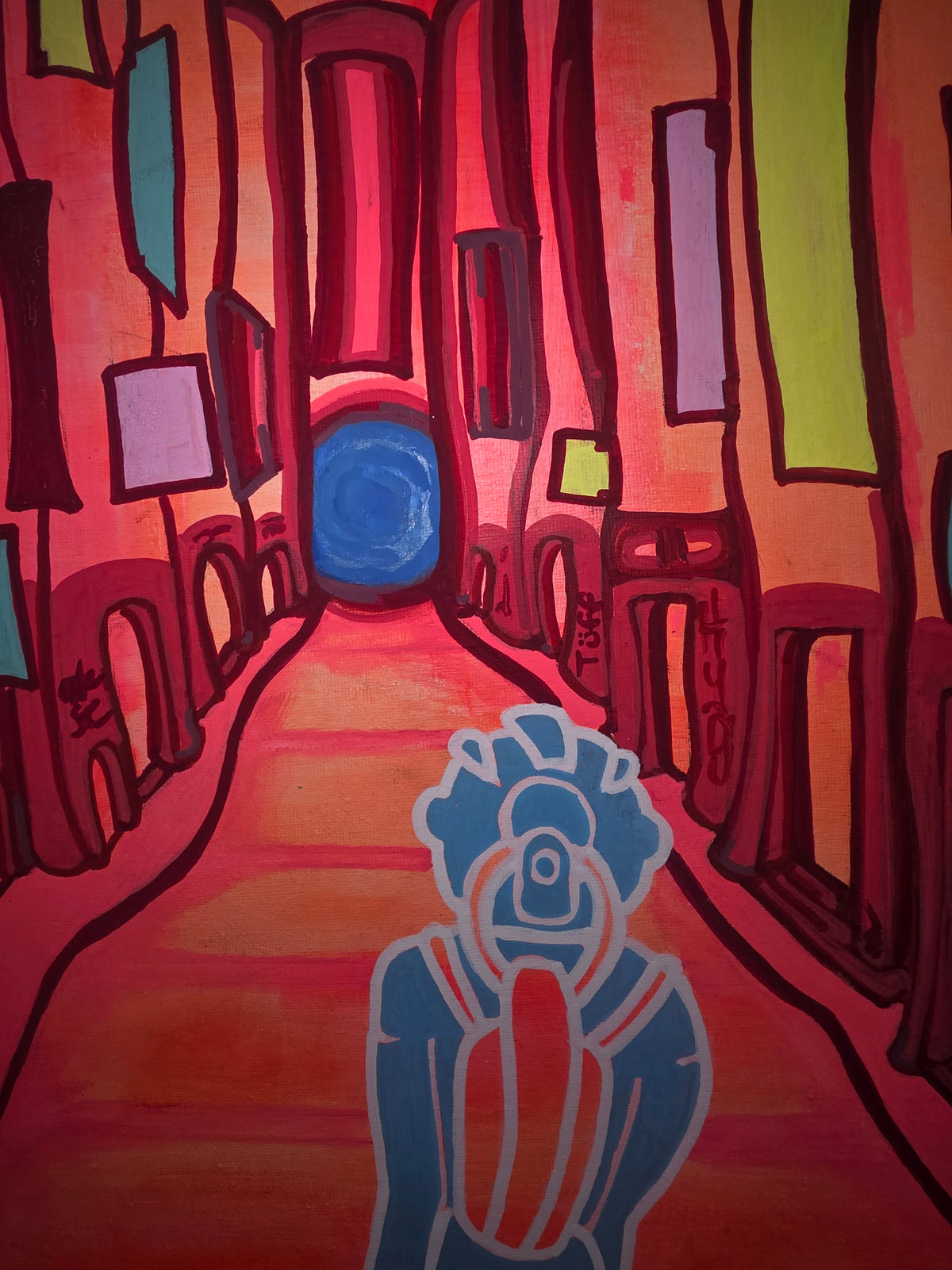 "Sunset Aisle" mixed media on canvas 50 x 41cm