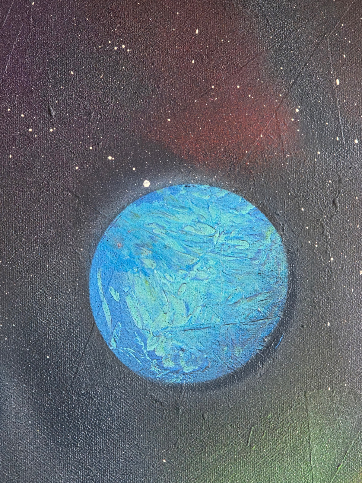 "Orbiting the Aurora" mixed media on canvas 51 x 40cm
