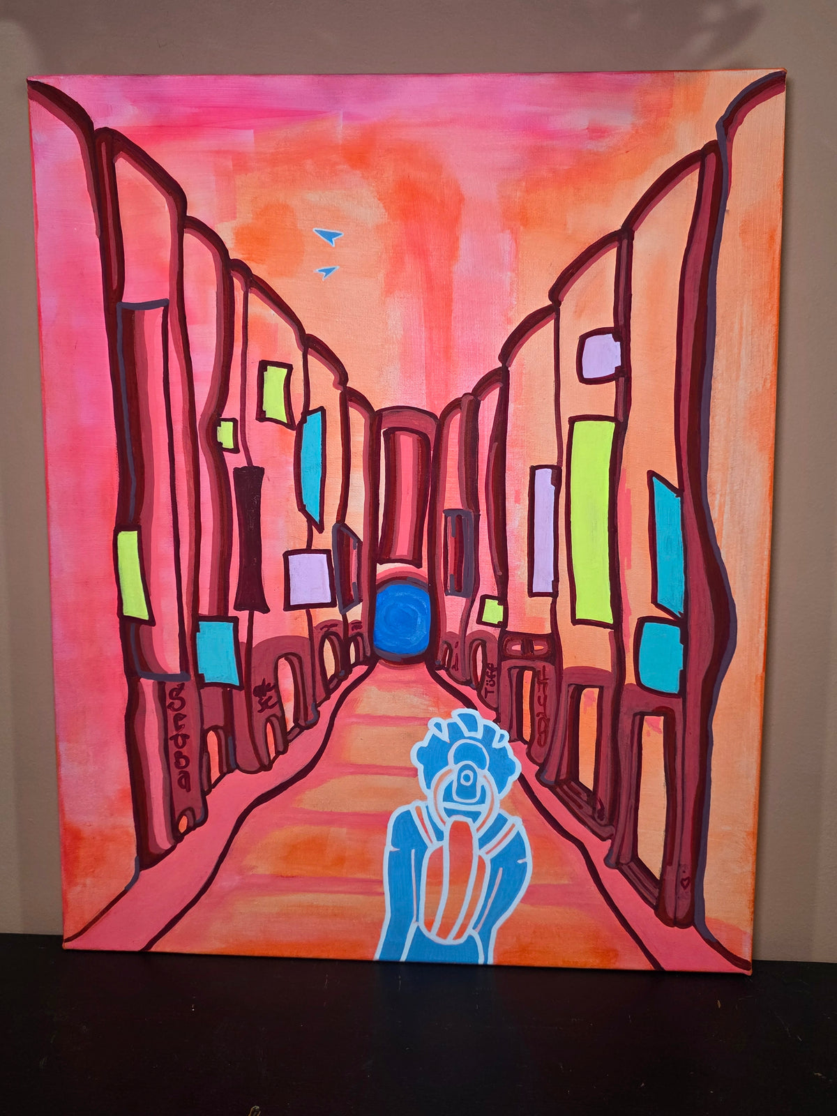 "Sunset Aisle" mixed media on canvas 50 x 41cm