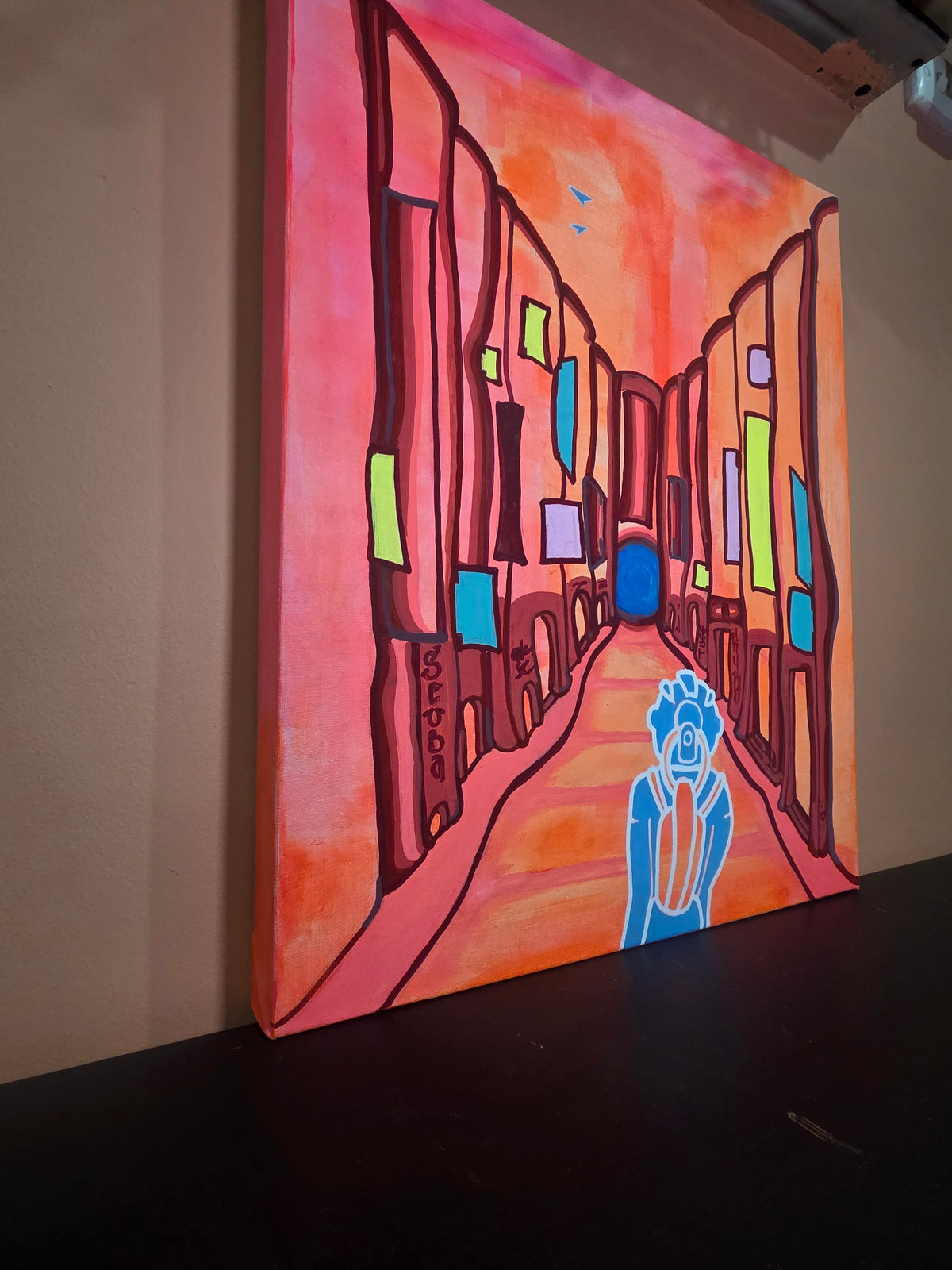 "Sunset Aisle" mixed media on canvas 50 x 41cm