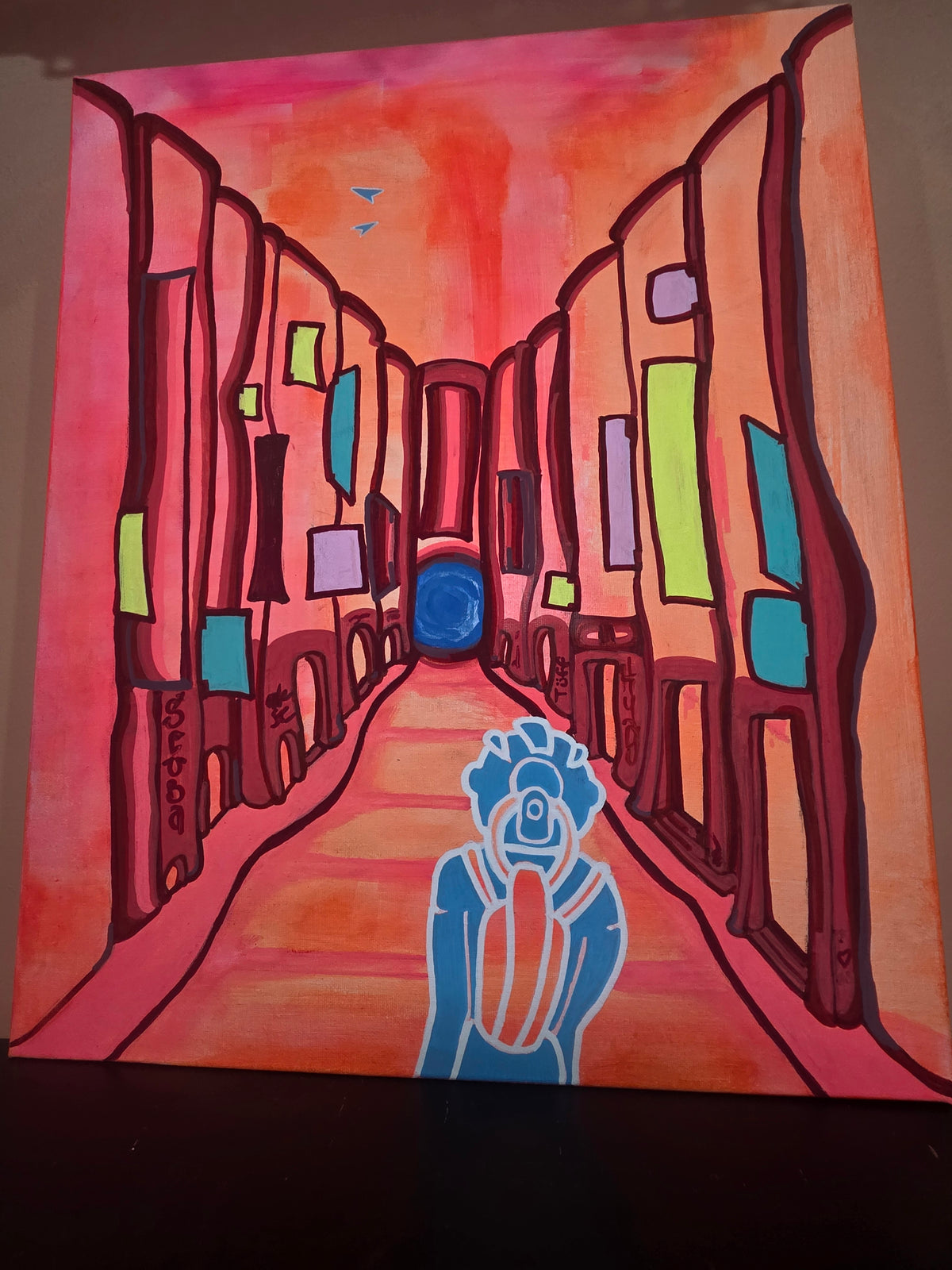 "Sunset Aisle" mixed media on canvas 50 x 41cm