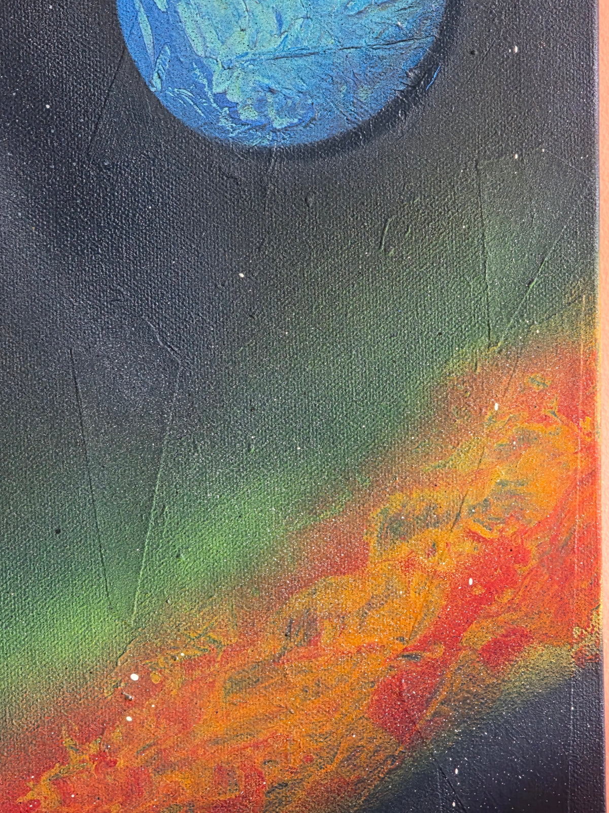 "Orbiting the Aurora" mixed media on canvas 51 x 40cm