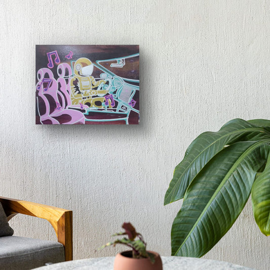 "Shut up and Drive" mixed media on canvas 30 x 41cm