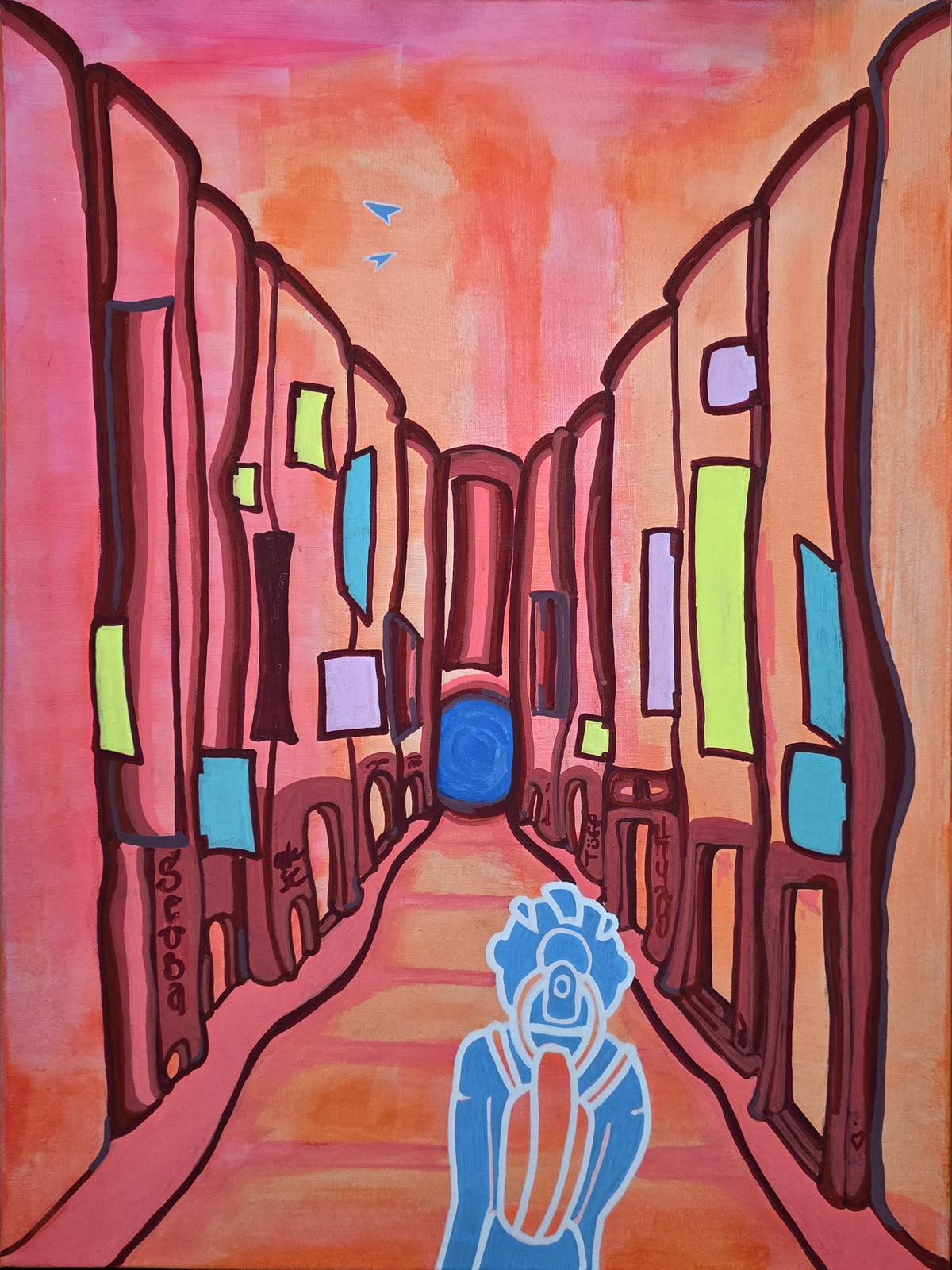 "Sunset Aisle" mixed media on canvas 50 x 41cm